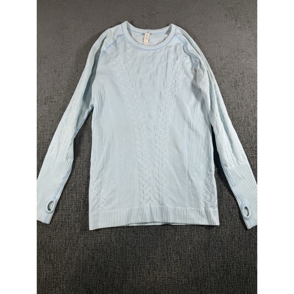 Lululemon Rest Less Heathered Caspian Blue Pastel Blue Cable Knit Size 8‎  (C9)